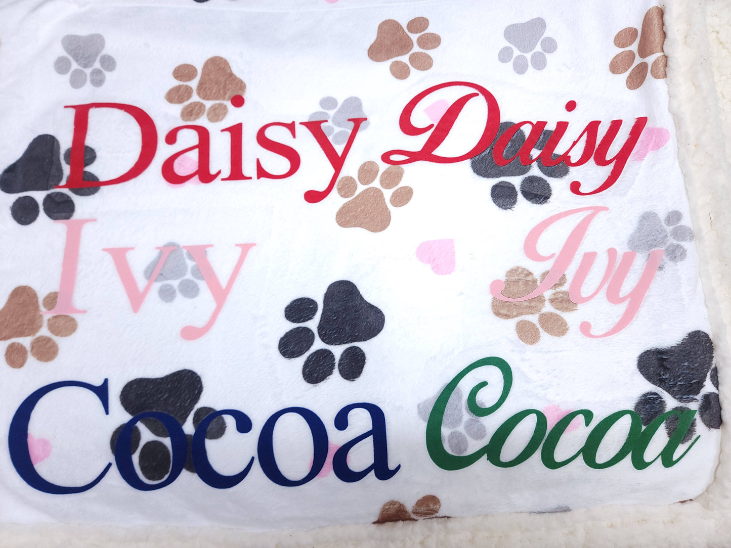 Oversized Sherpa Lined Pet Blanket Paw Print 40" x 60"