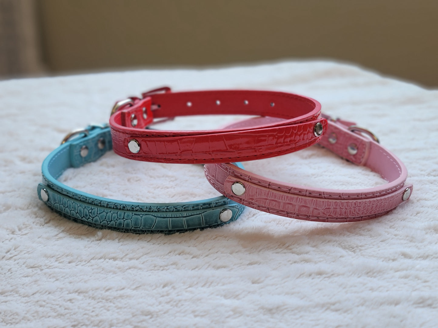 Personalized Crocodile Vegan Leather Dog Collar