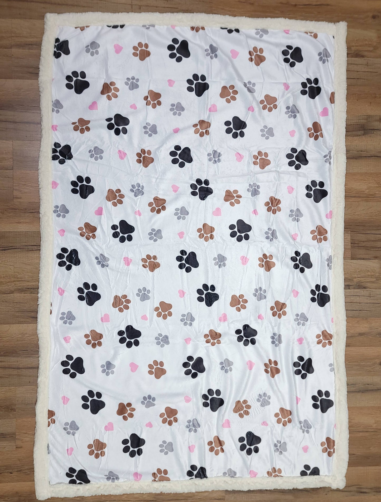 Oversized Sherpa Lined Pet Blanket Paw Print 40" x 60"