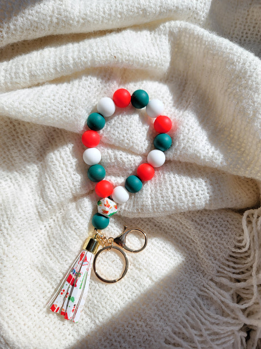 Beaded Christmas Key Chain Wristlet