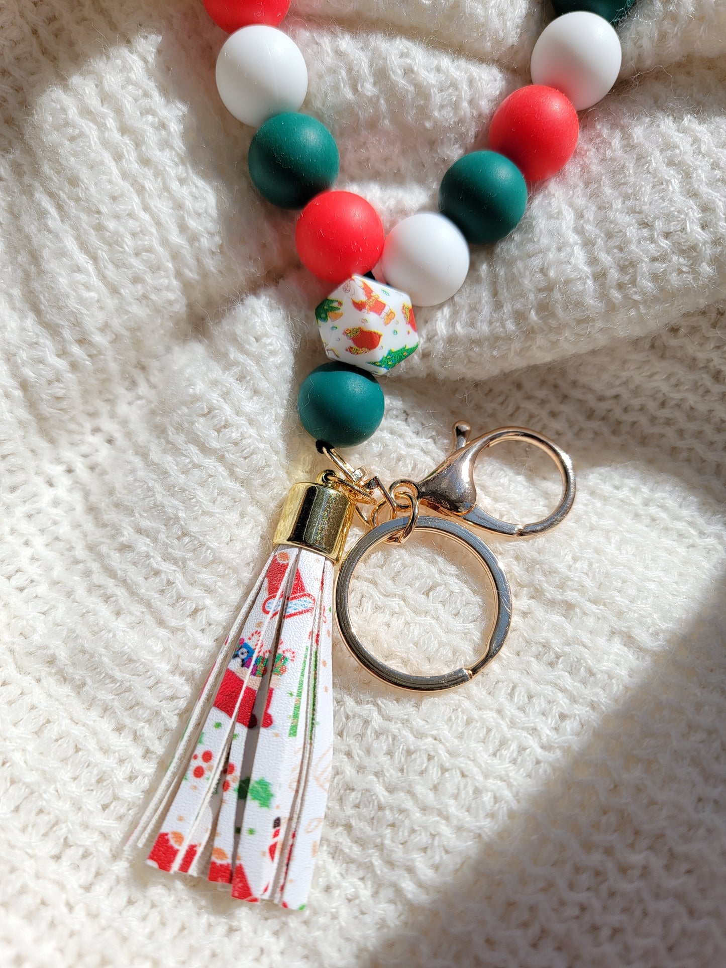 Beaded Christmas Key Chain Wristlet