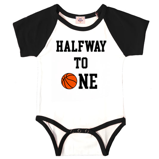 Halfway To One Basketball 6 Month Birthday Outfit