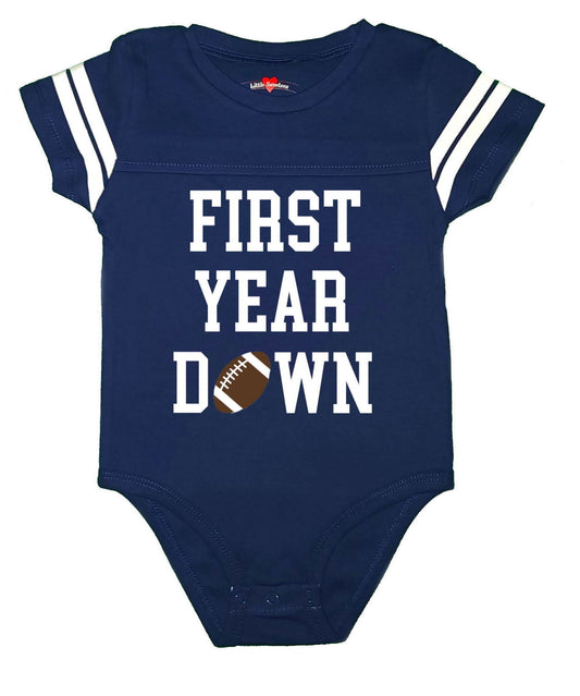 First Year Down 1st Birthday Football Jersey Outfit