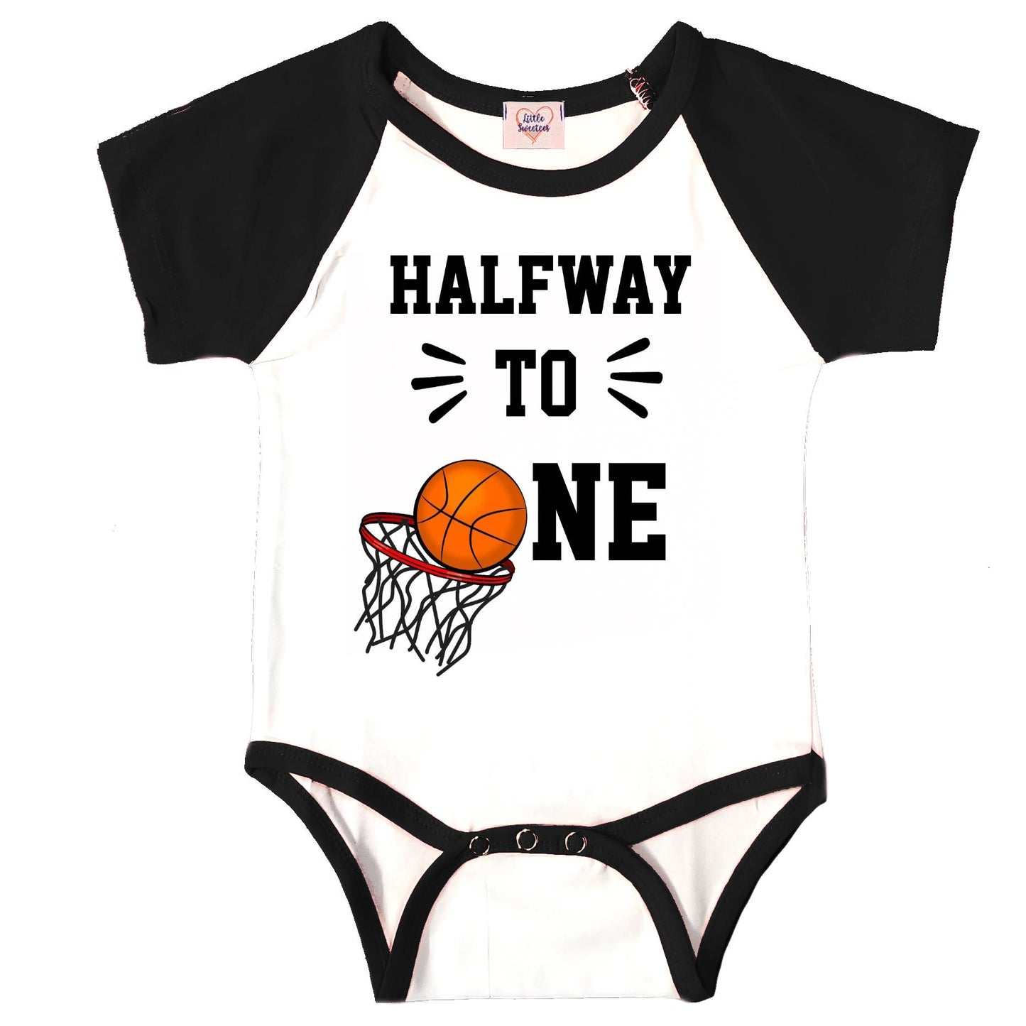 Halfway To One Basketball 6 Month Birthday Outfit